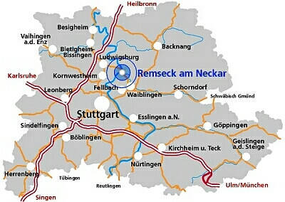 Karte Lage von Remseck am Neckar 