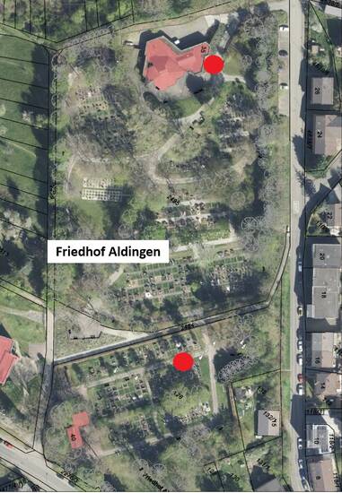 Luftbild Friedhof Aldingen.