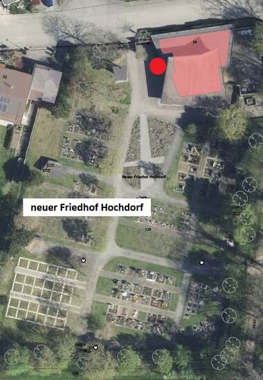 Luftbild neuer Friedhof Hochdorf.