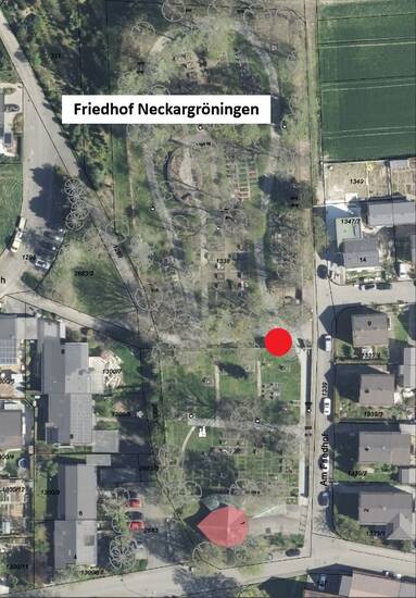 Luftbild Friedhof Neckargröningen.