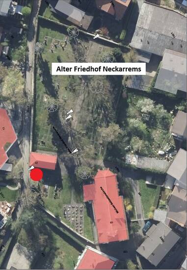 Luftbild alter Friedhof Neckarrems.