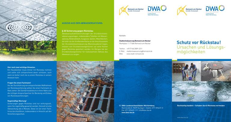 Flyer zum Schutz vor Abwasserrückstau.