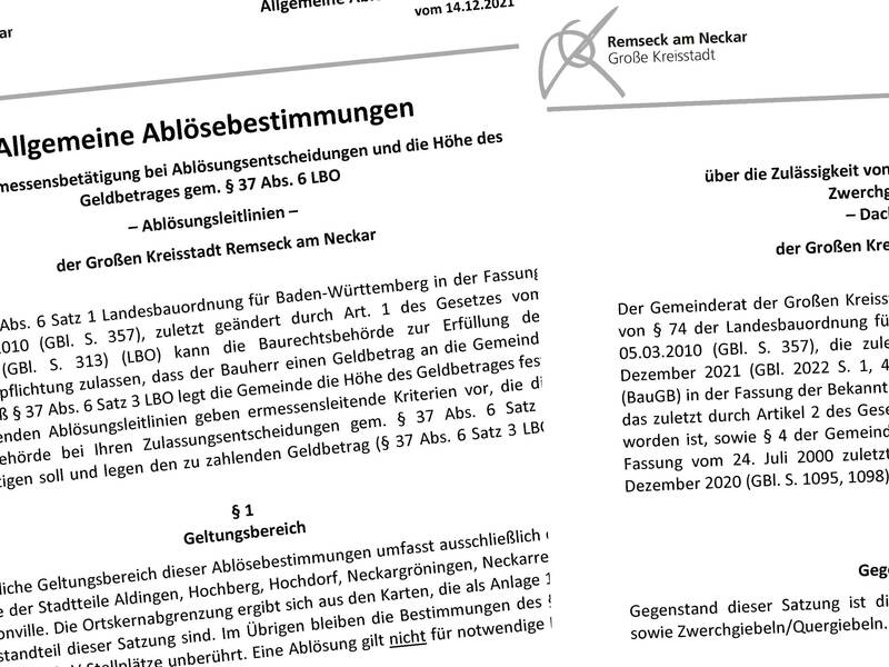 Satzungstexte auf A4 Blättern.