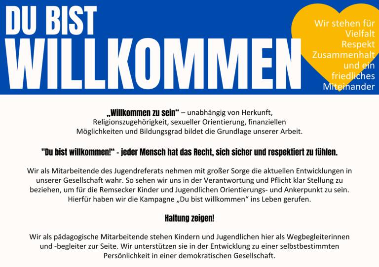 Plakat: Du bist Willkommen.