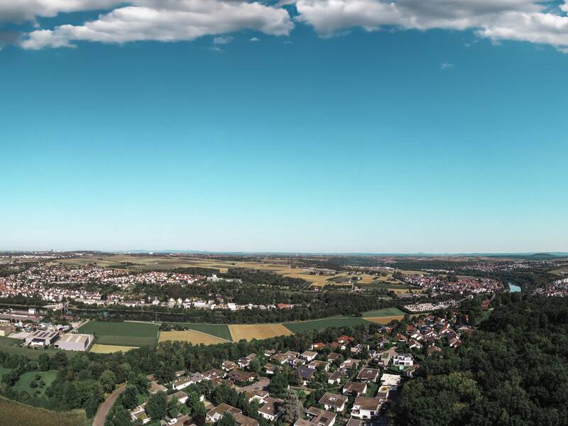 Luftbild von Remseck am Neckar.
