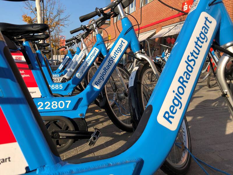 Blaue E-Bikes von RegioRadStuttgart