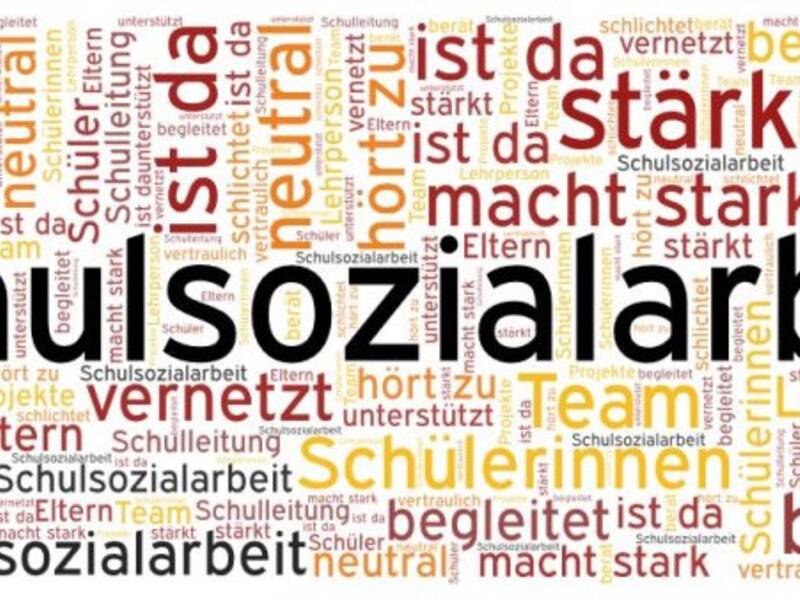 Wordcloud zum Thema Schulsozialarbeit.