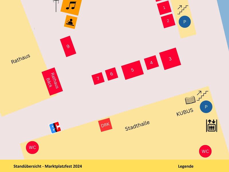Standplan und Übersicht der StändeMarktplatzfestes 2024