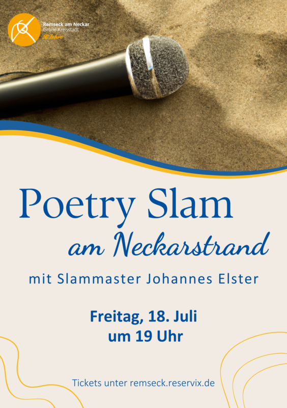 Plakat für den Poetry Slam am Neckarstrand.